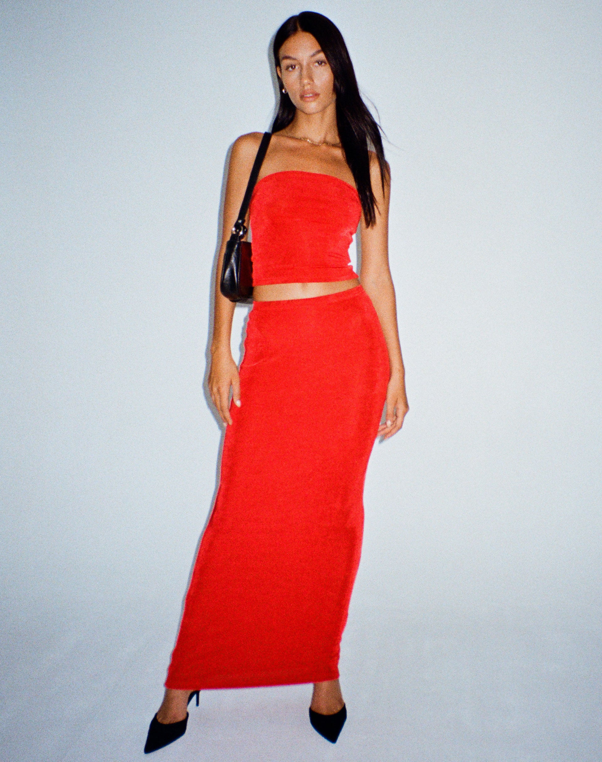 New Tulus Flood Maxi Skirt in Red-Nico Sky