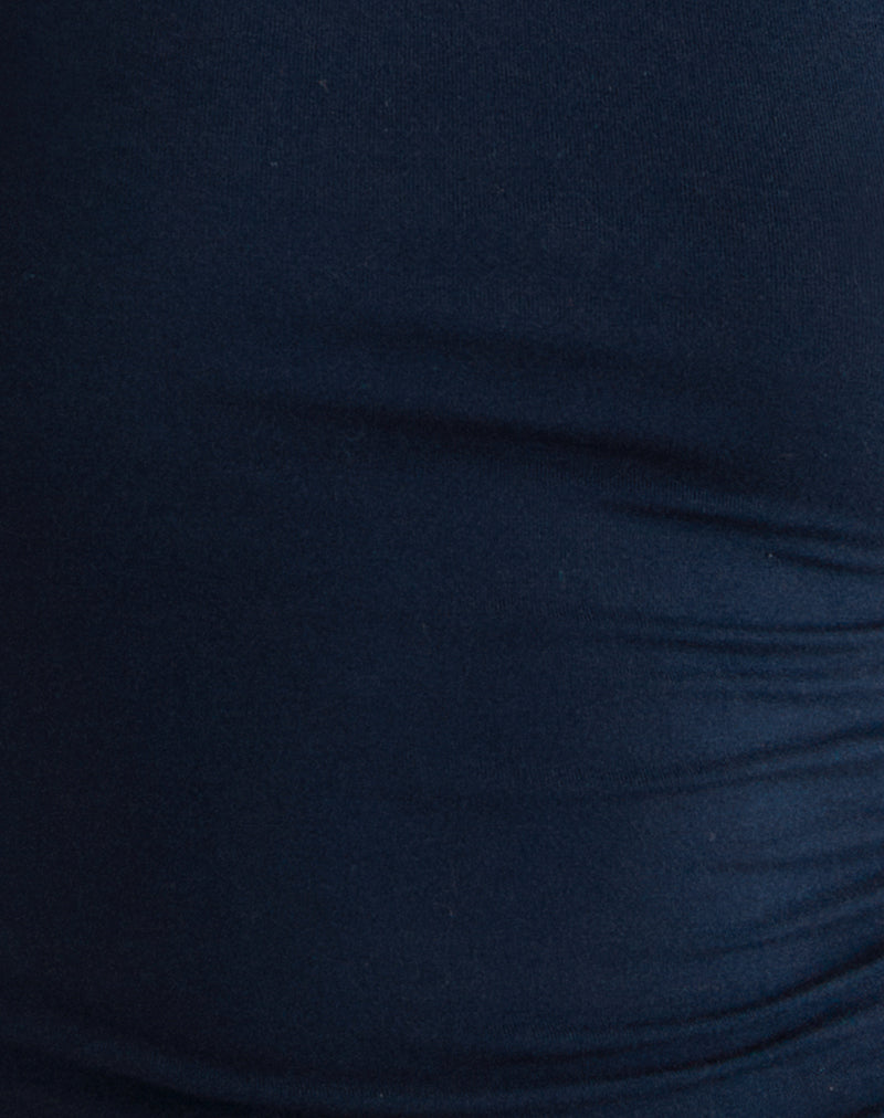 Tomoe Halter Neck Top in Rayon Jersey Navy-Nico Sky