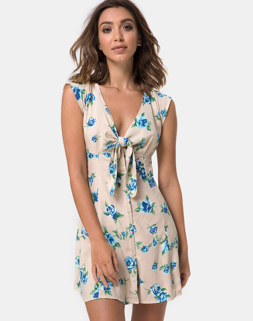 Trisemi Dress in Rose Blossom Blue-Nico Sky