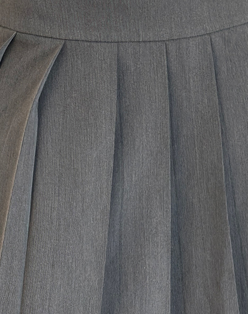 Trisma Pleated Midi Skirt in Charcoal Grey-Nico Sky