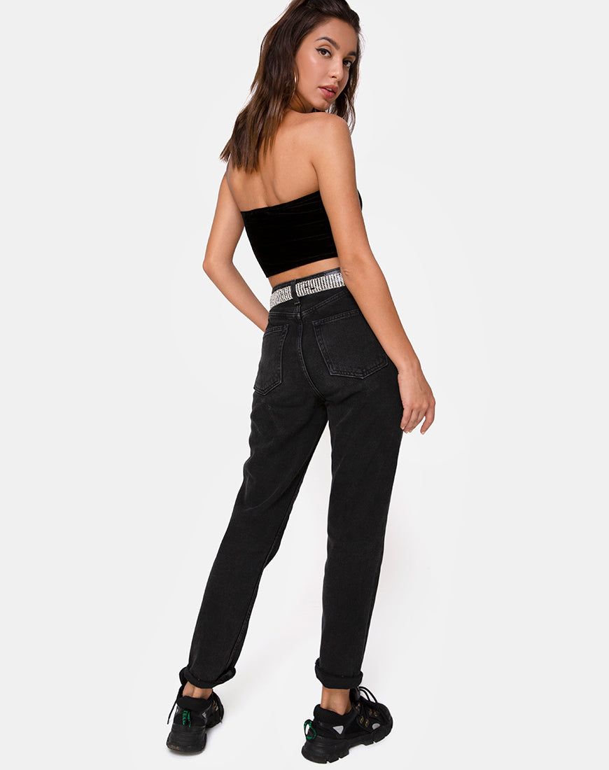 Tube top in Black with Angel Diamante Hot Fix-Nico Sky