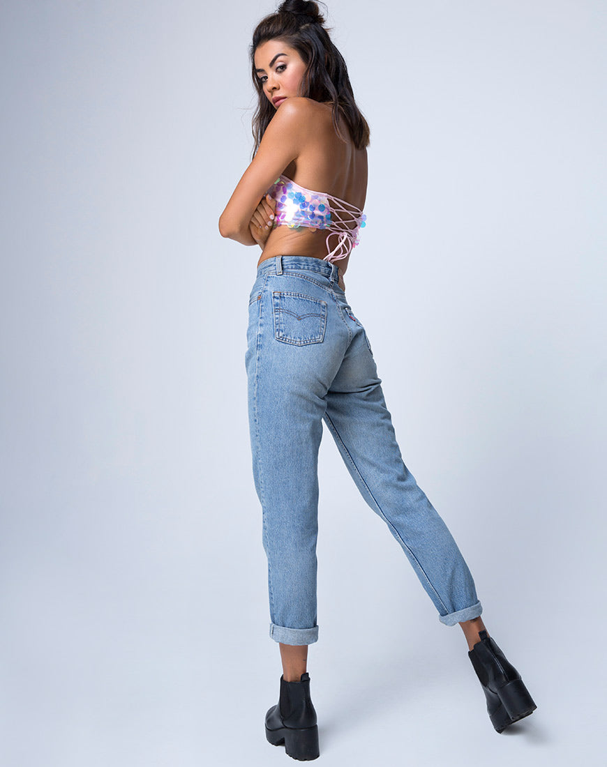 Tube Top in Unicorn Disc Sequin-Nico Sky