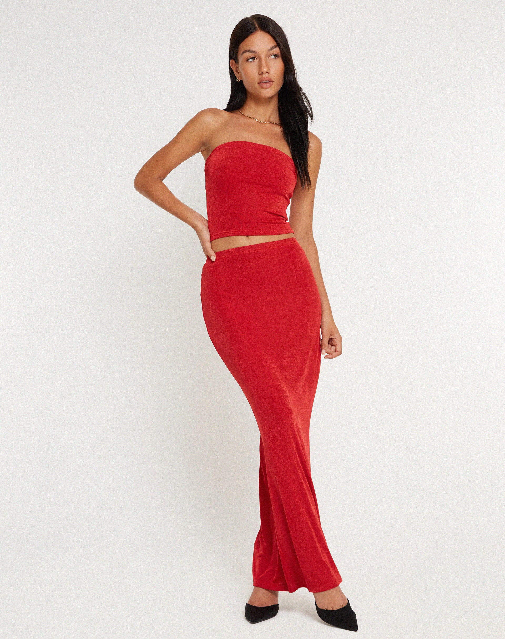 New Tulus Flood Maxi Skirt in Red-Nico Sky