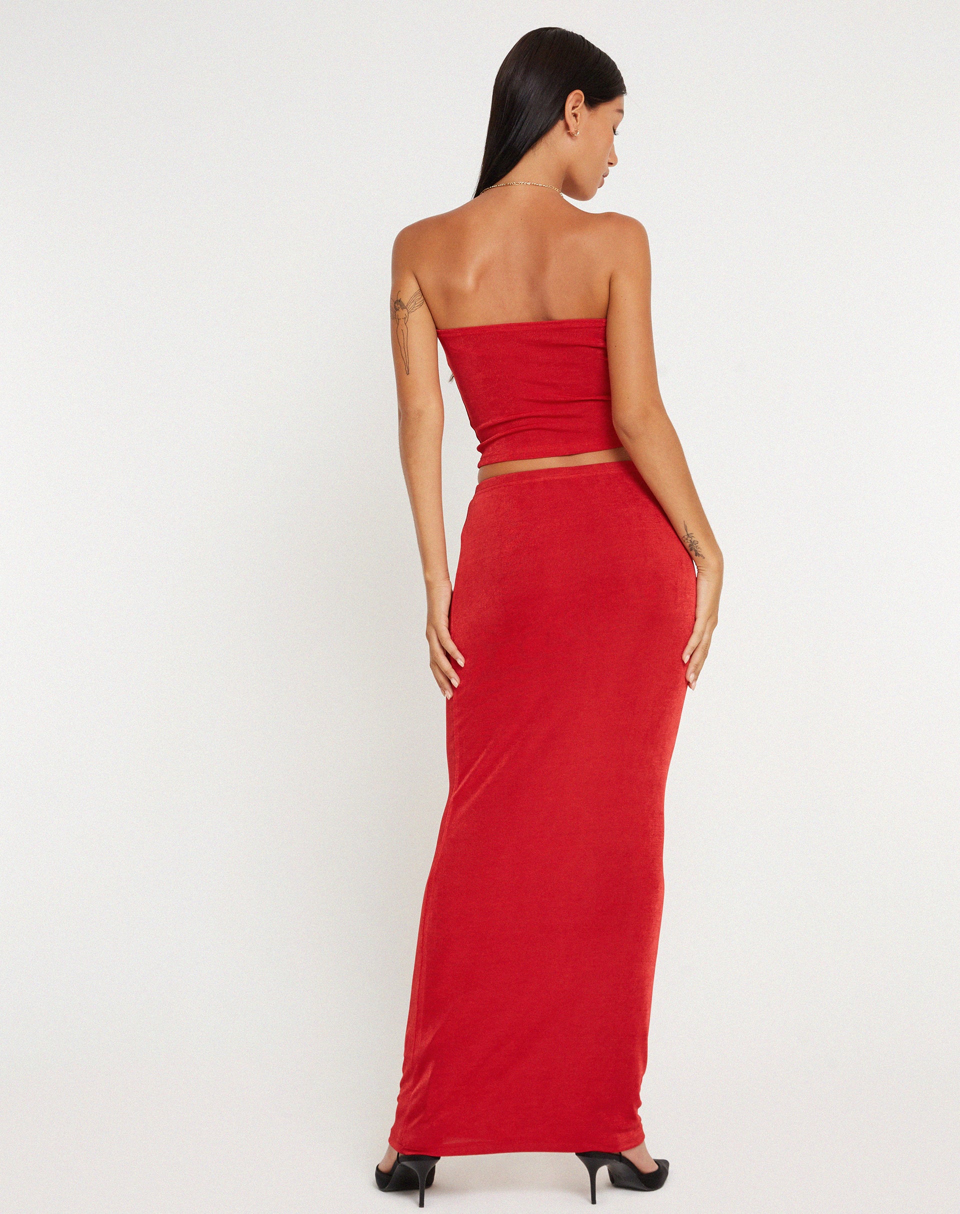 New Tulus Flood Maxi Skirt in Red-Nico Sky