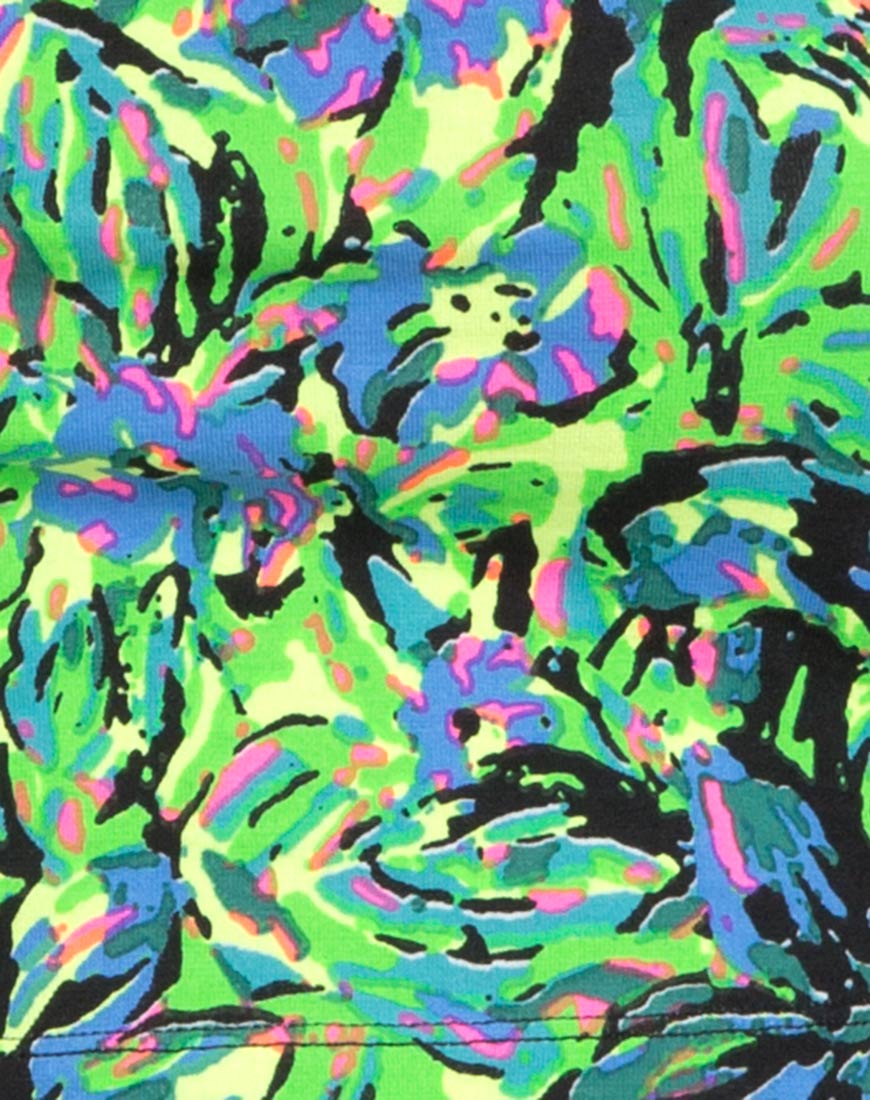 Kini Crop Top in Fluro Flower Citrus-Nico Sky