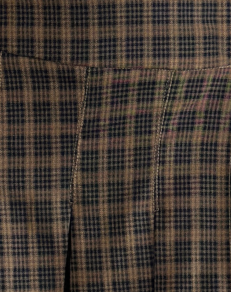 Vanka Midi Skirt in Dark Brown Check-Nico Sky