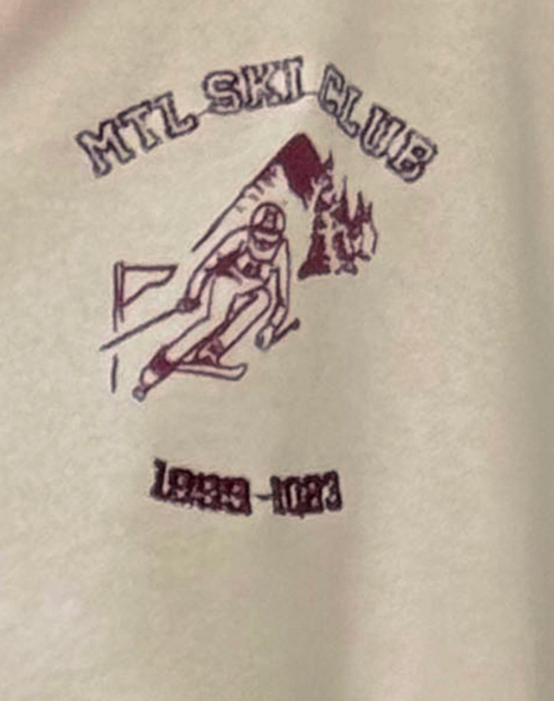 Varsity Jumper in Winter White with Burgundy Ski Club Embroidery-Nico Sky