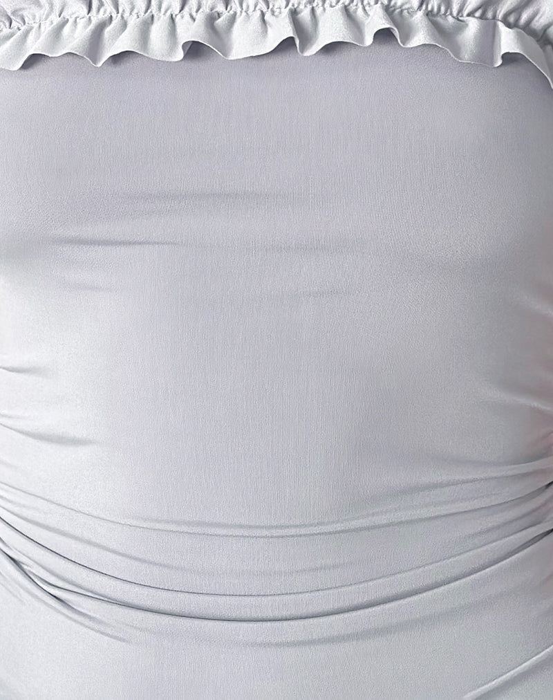 Veda Ruched Halterneck Top in Slinky Grey-Nico Sky