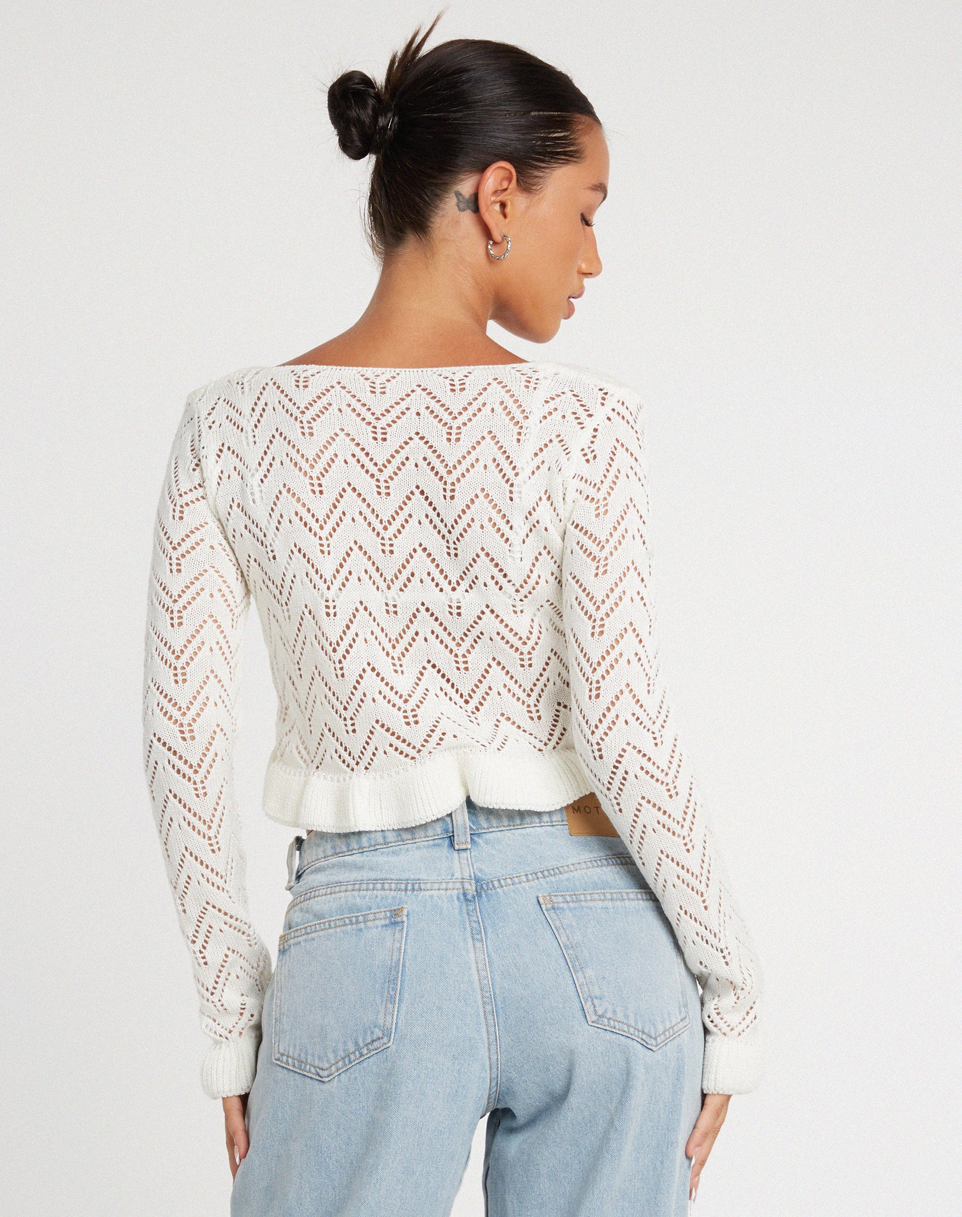 Vella Cardi in Knitted Ivory-Nico Sky