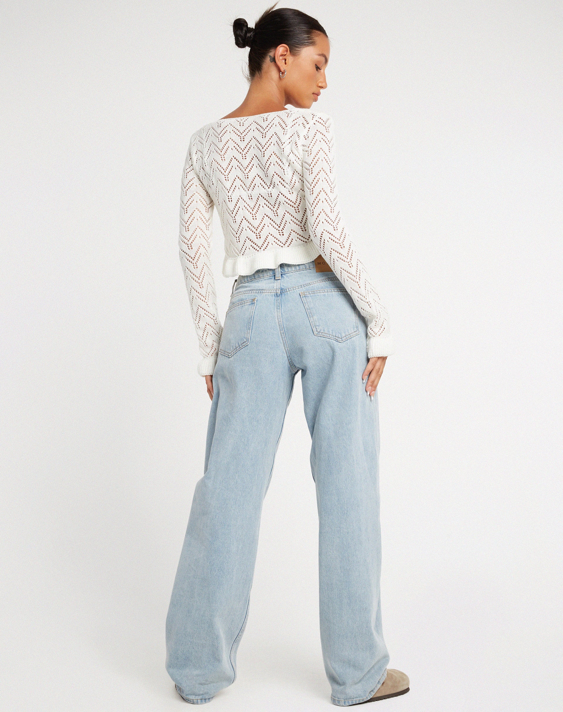 Vella Cardi in Knitted Ivory-Nico Sky