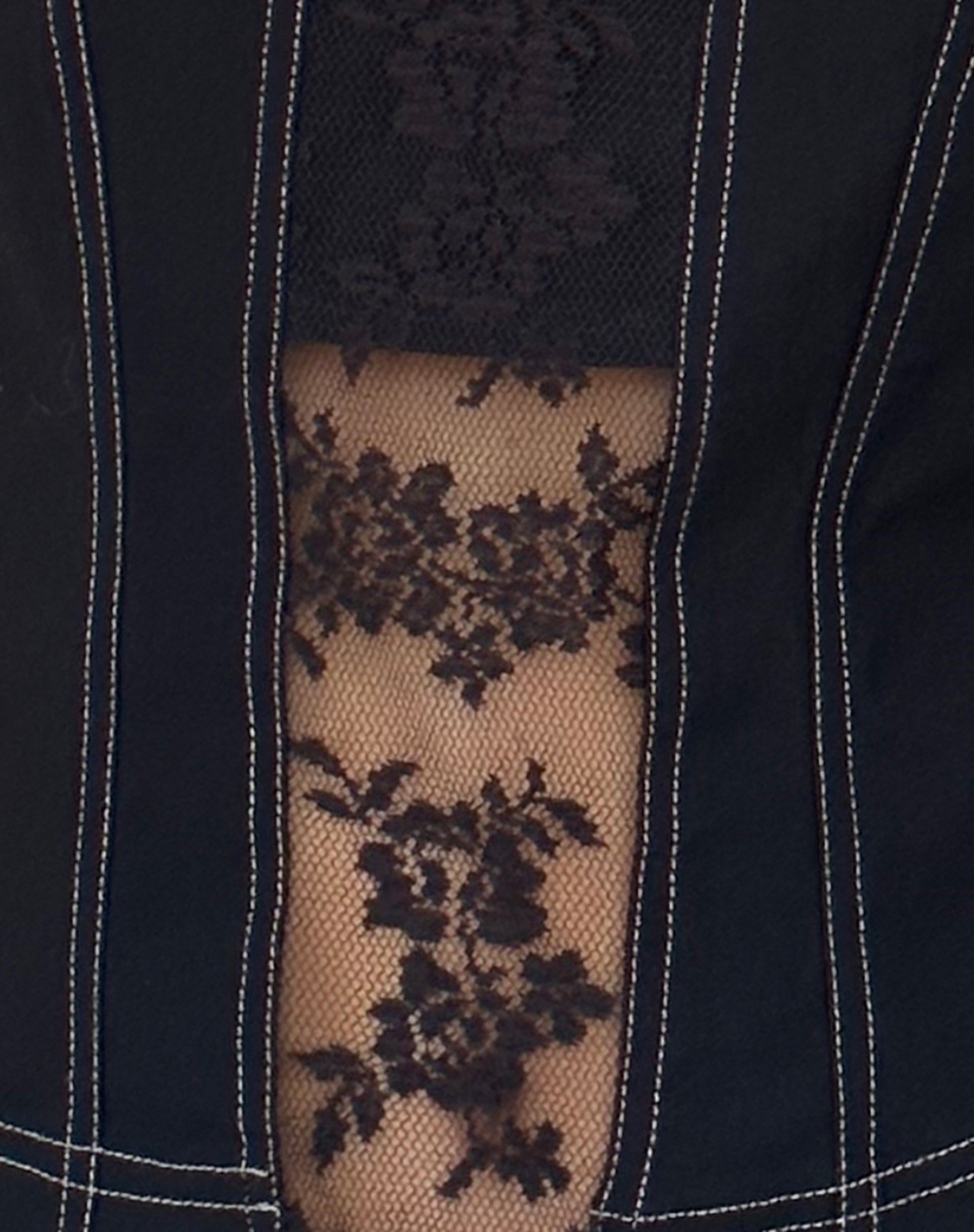 Verbena Lace Panel Top in Black Tailoring-Nico Sky