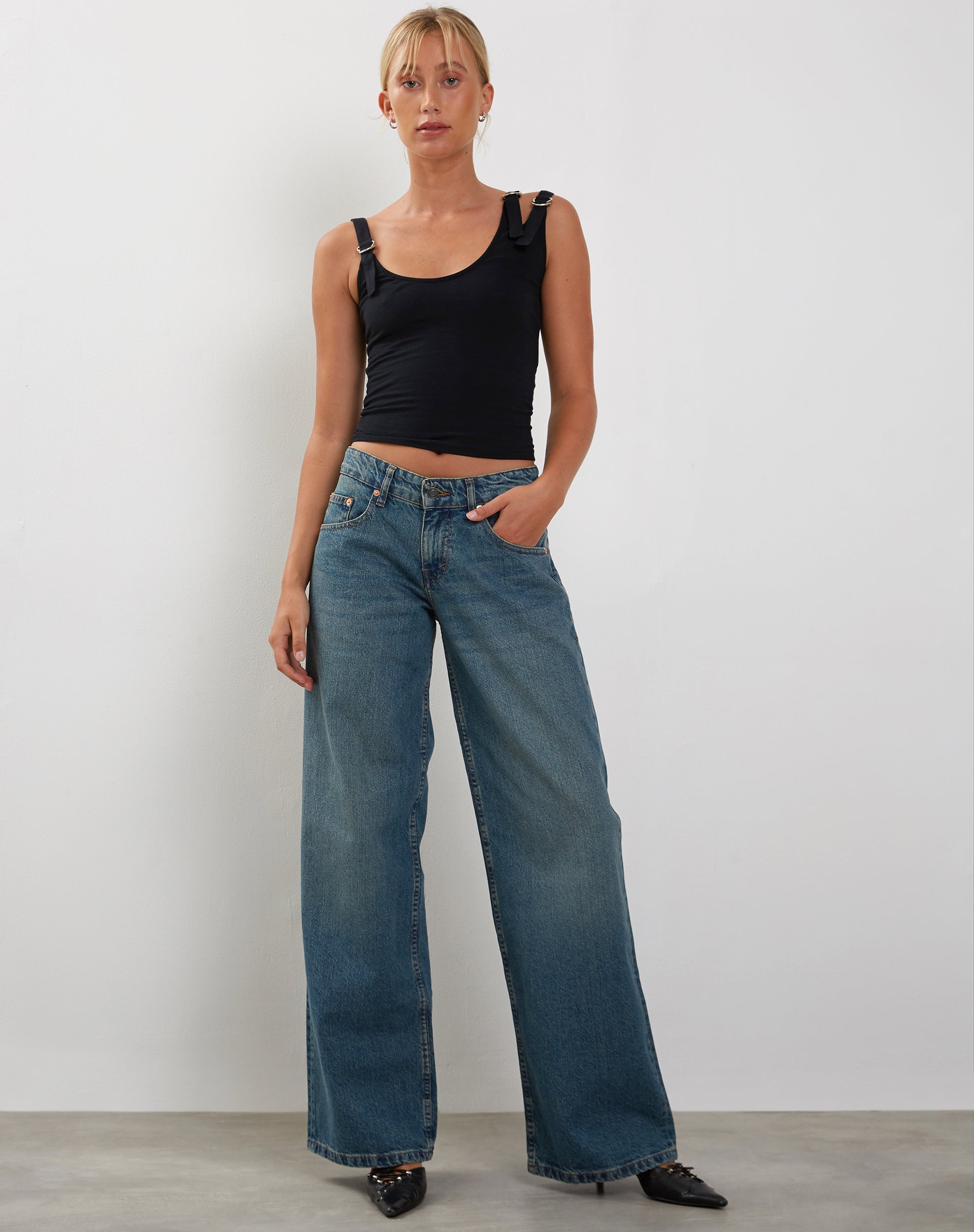 Verity Vest Top in Black-Nico Sky