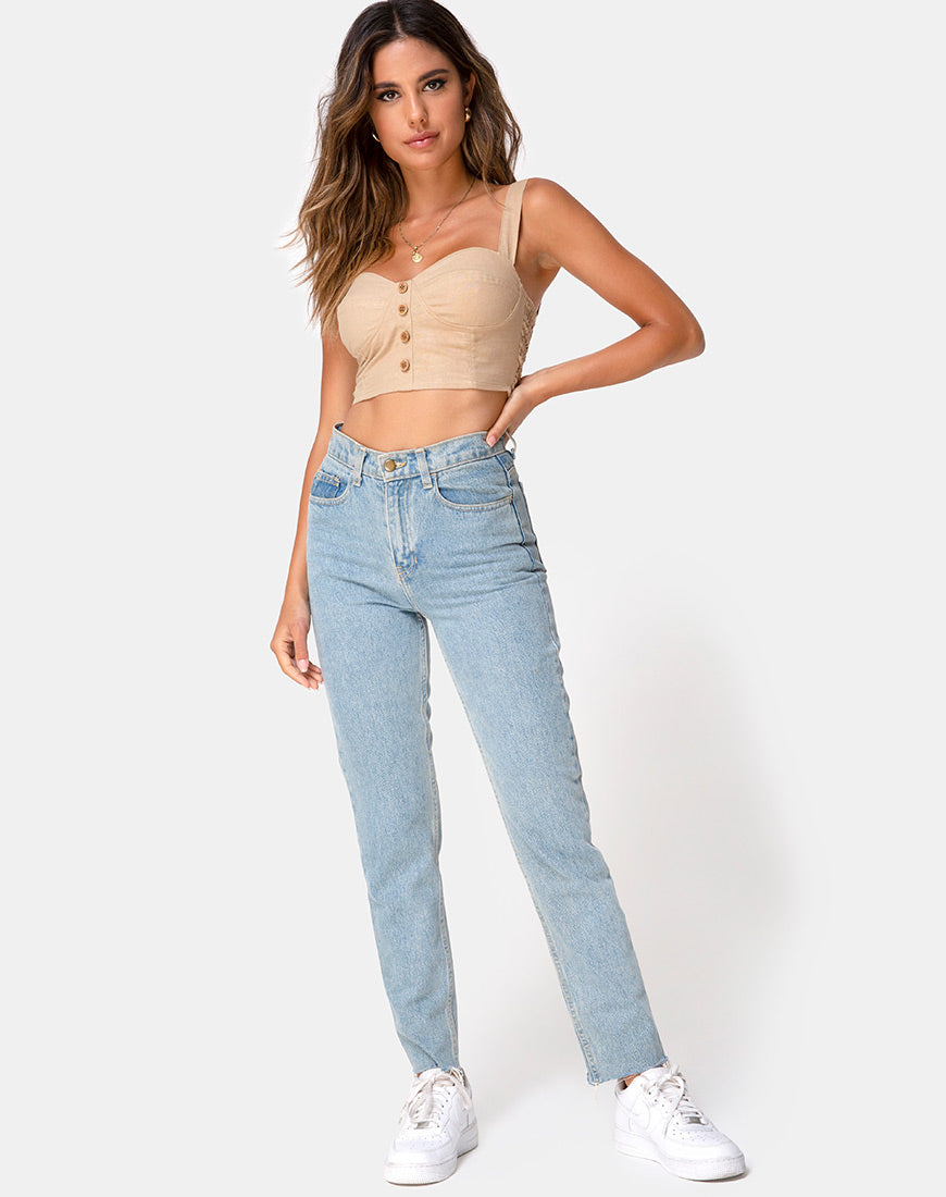 Viben Crop Top in Taupe-Nico Sky