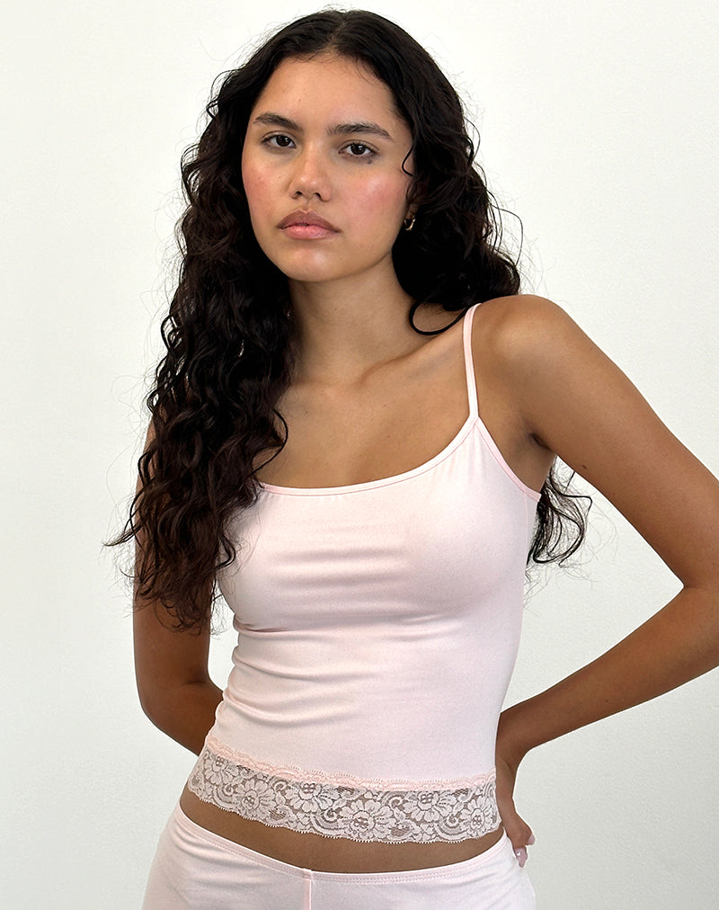 Vikha Vest Top in Soft Jersey Pink-Nico Sky
