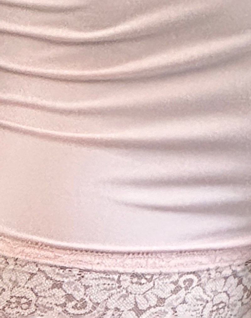 Kuden Lace Hem Micro Shorts in Soft Jersey Pink-Nico Sky