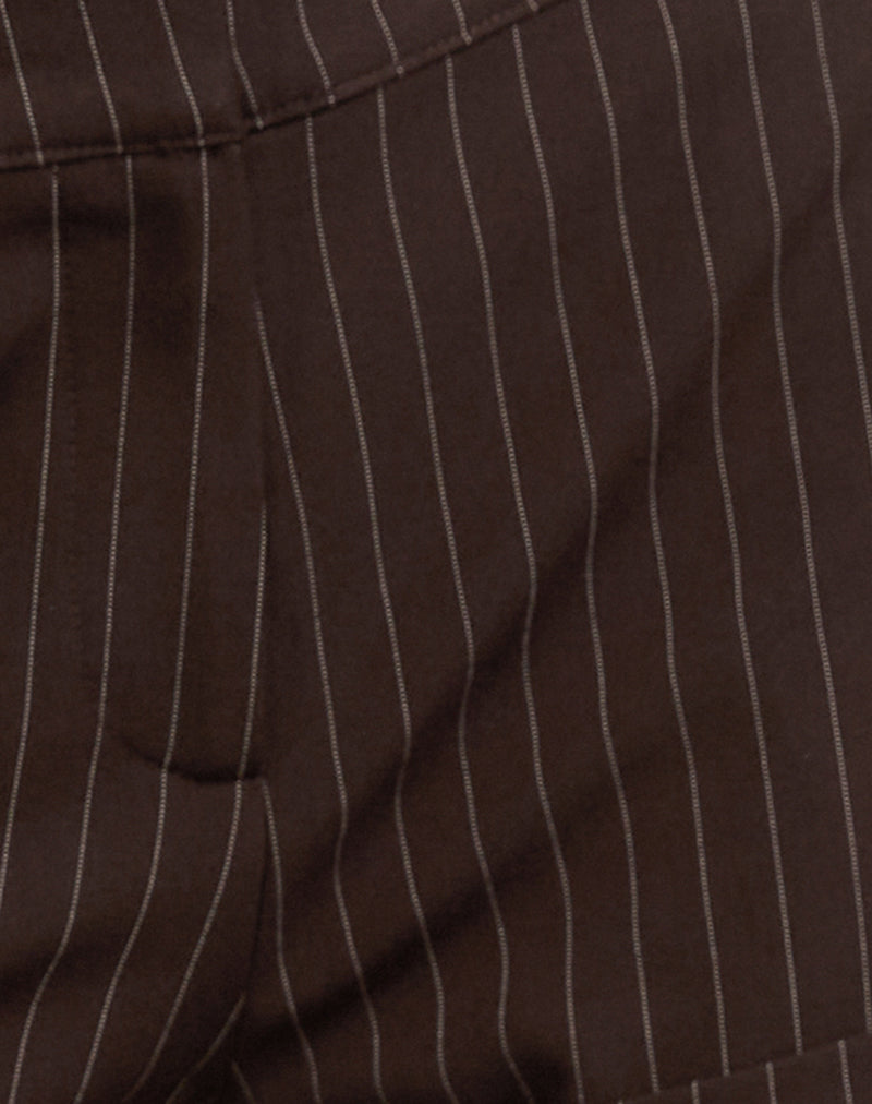 Wiluta Shorts in Tailoring Dark Brown Pinstripe-Nico Sky