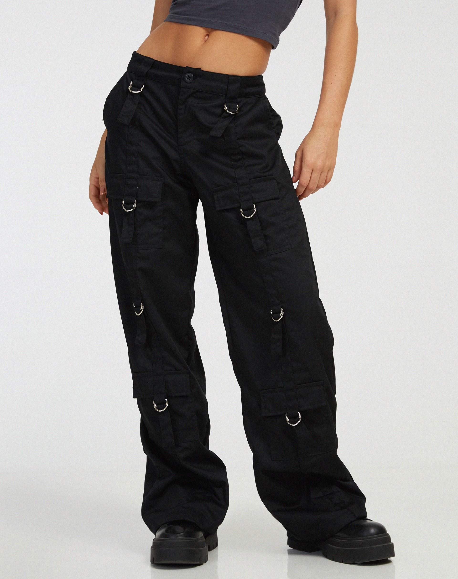 Vinsa Cargo Trouser in Black-Nico Sky