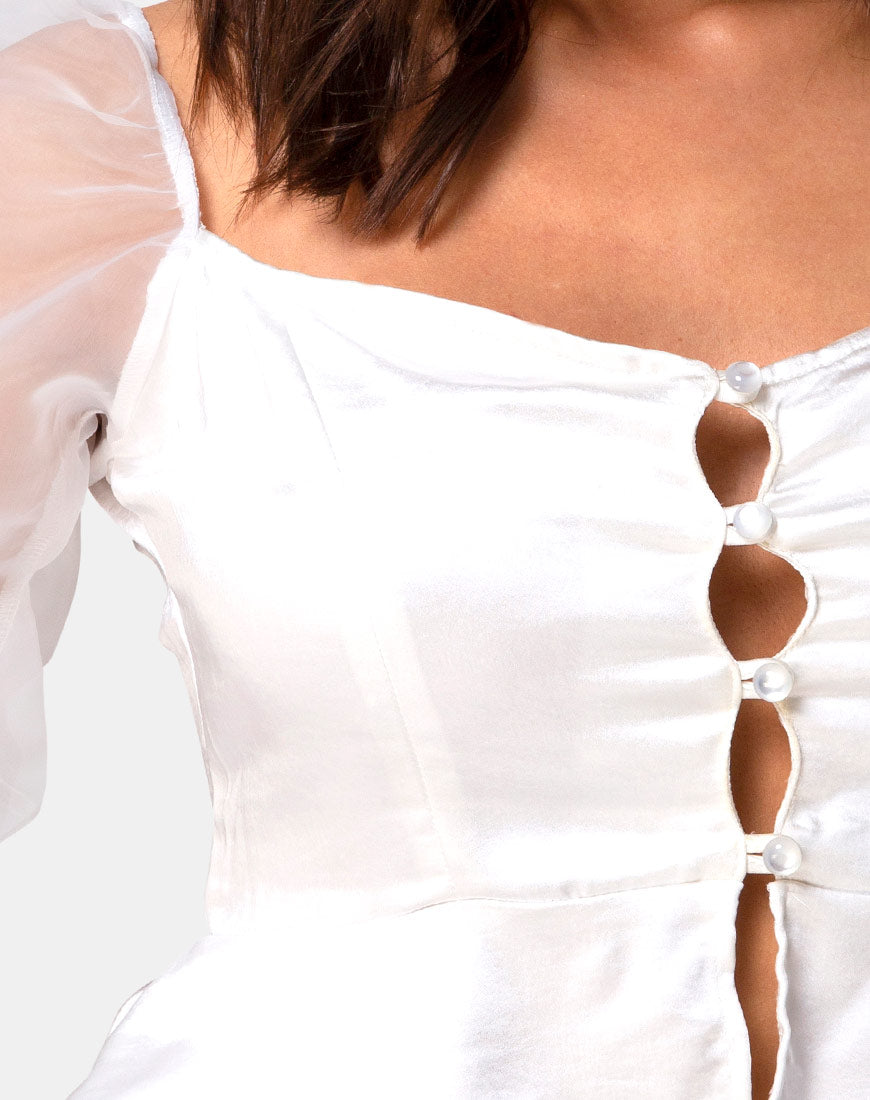 Viquela Crop Top in Organza Cream-Nico Sky