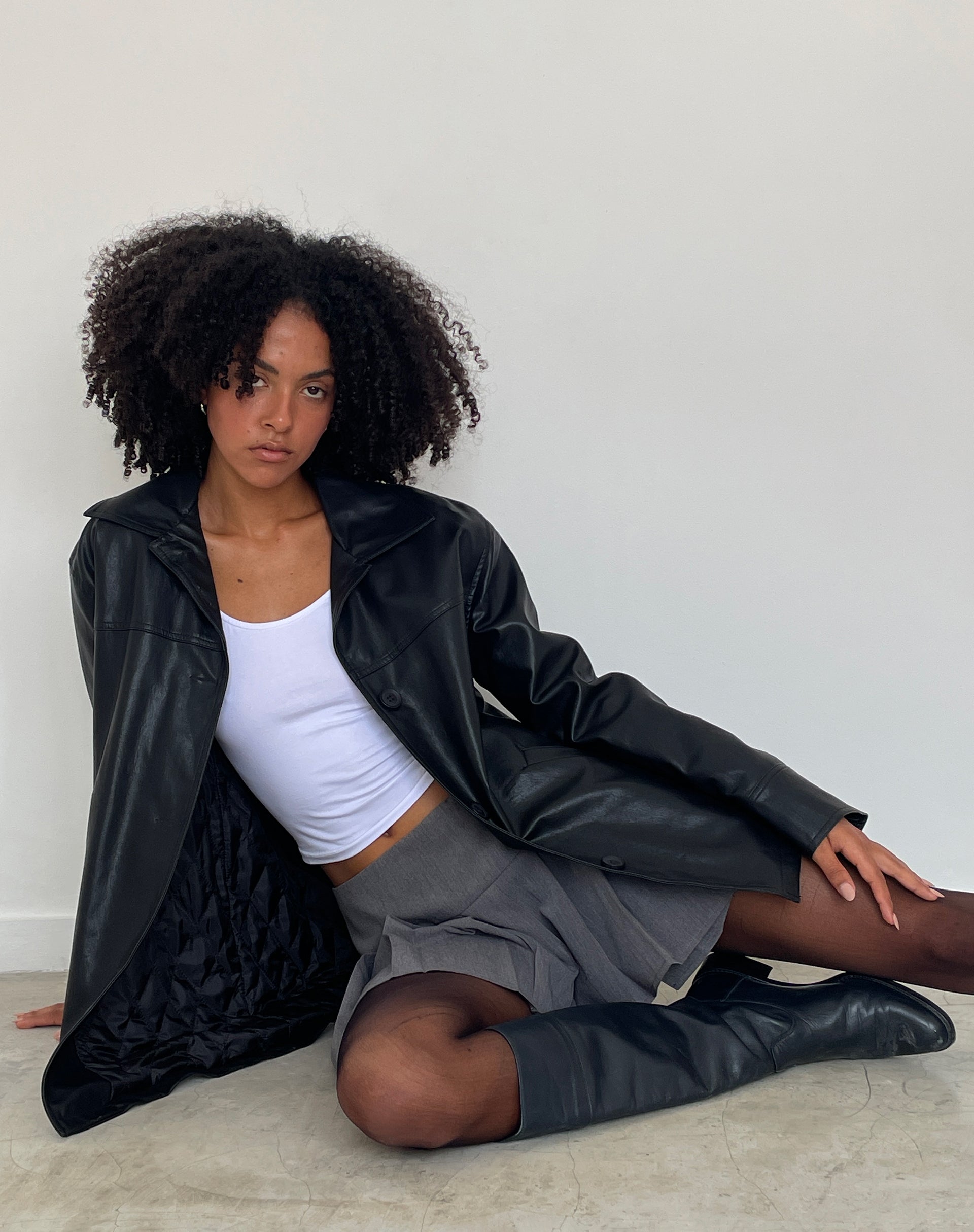 Walta Jacket in PU Black-Nico Sky