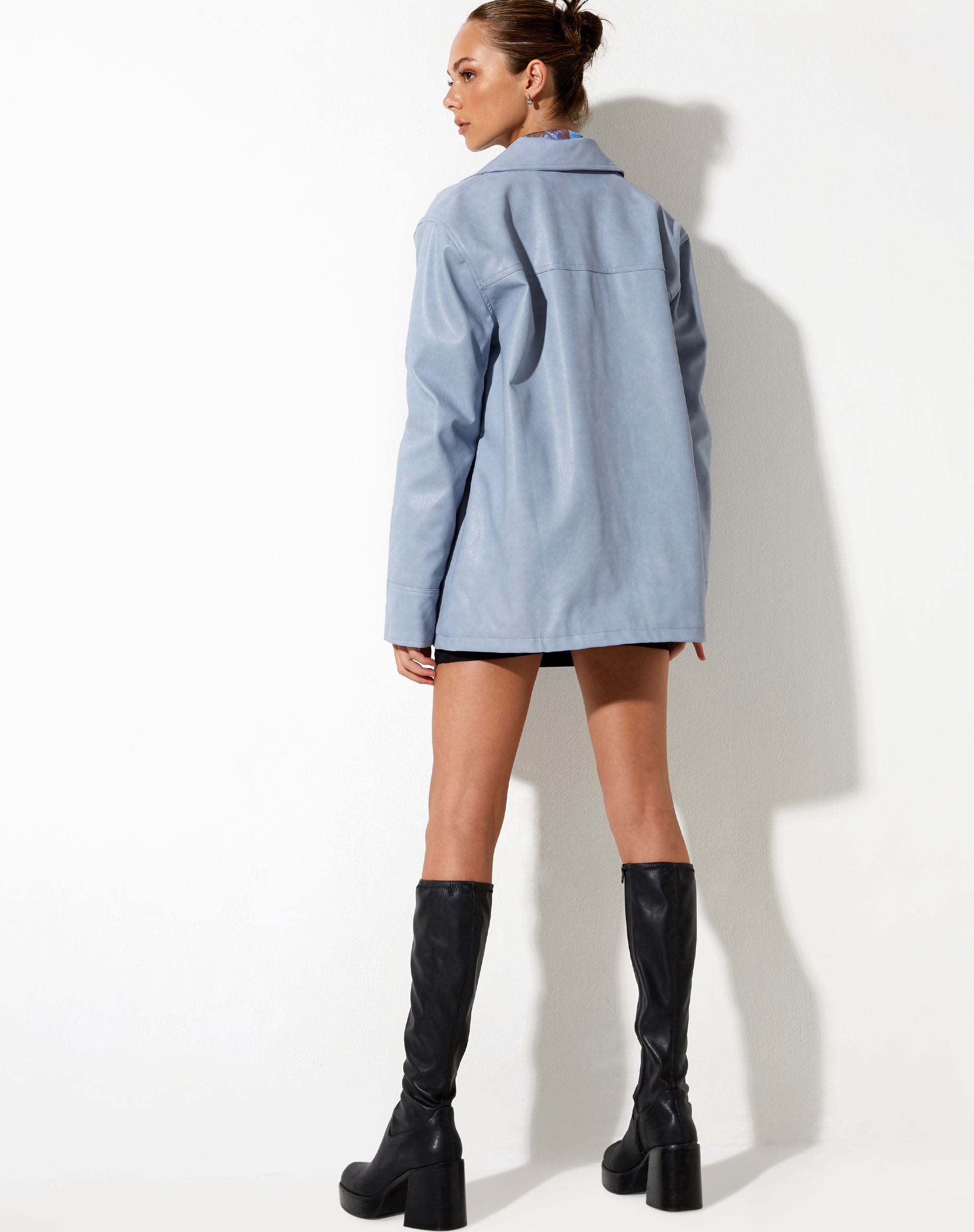 Walta Jacket in PU Powder Blue-Nico Sky