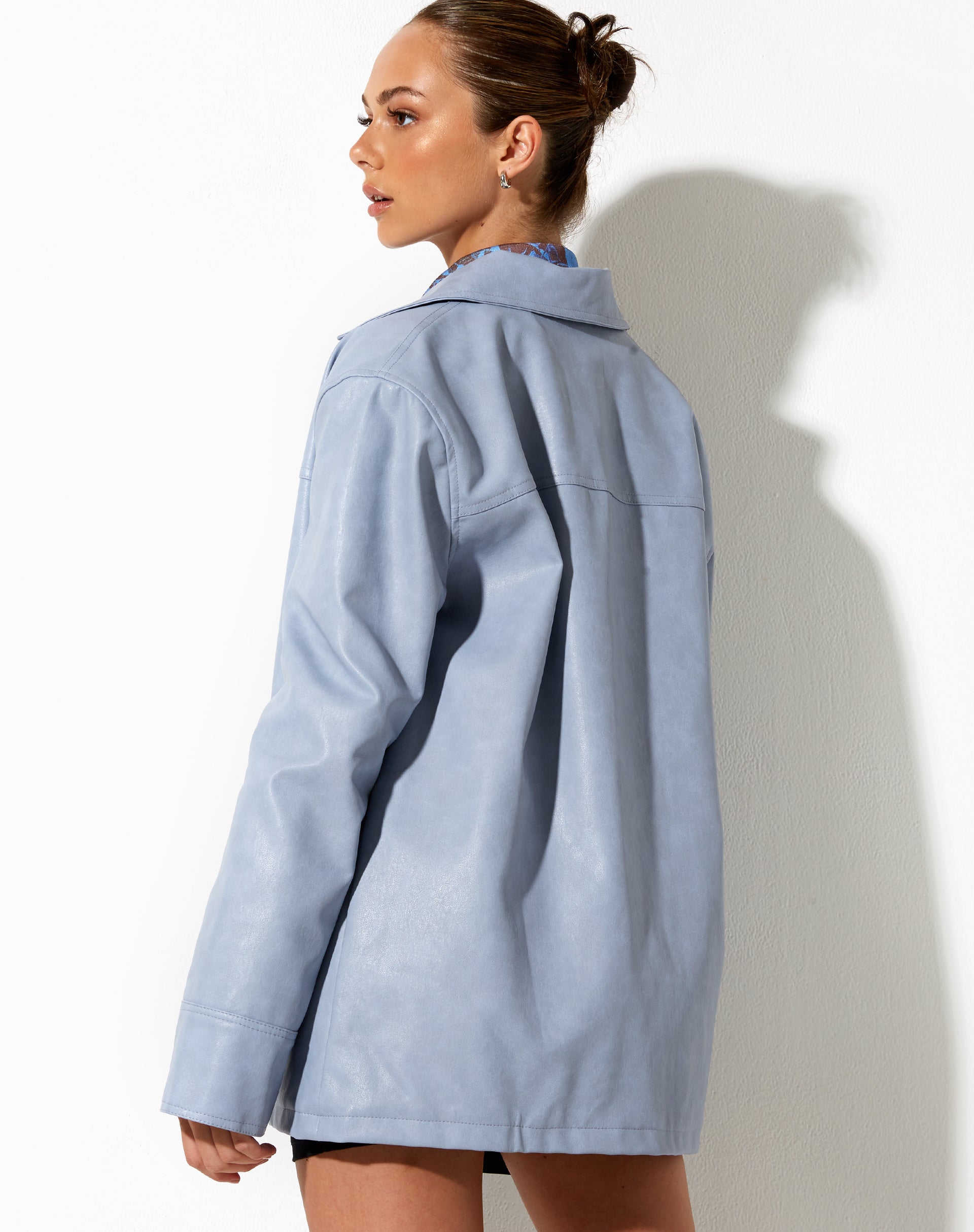 Walta Jacket in PU Powder Blue-Nico Sky