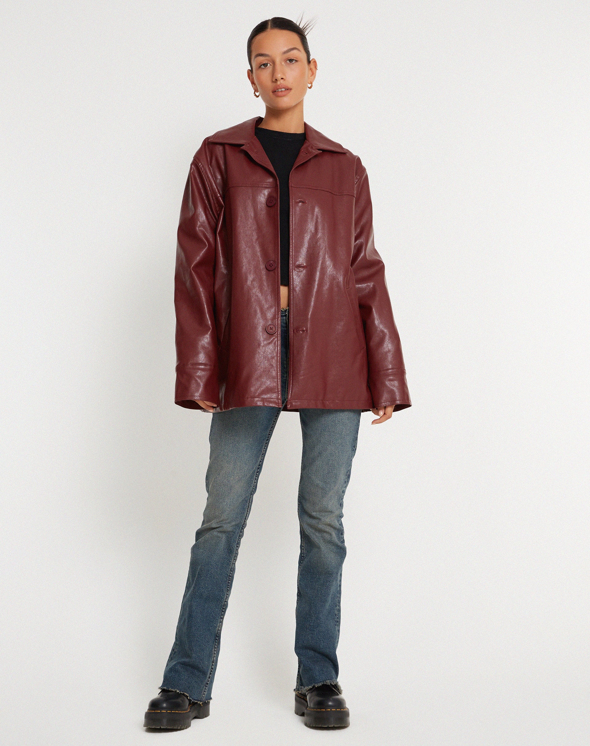 Walta Jacket in PU Redwood-Nico Sky