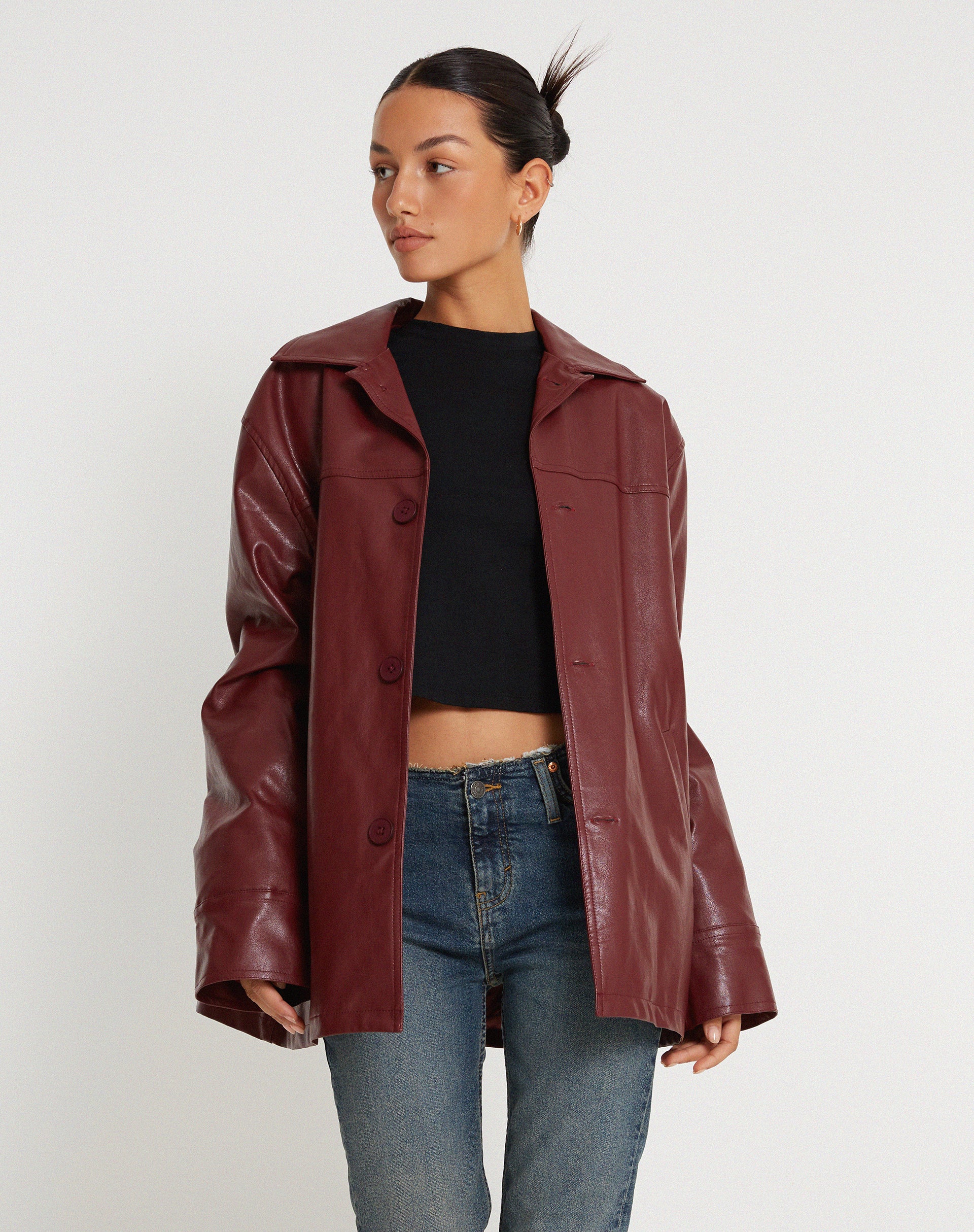 Walta Jacket in PU Redwood-Nico Sky