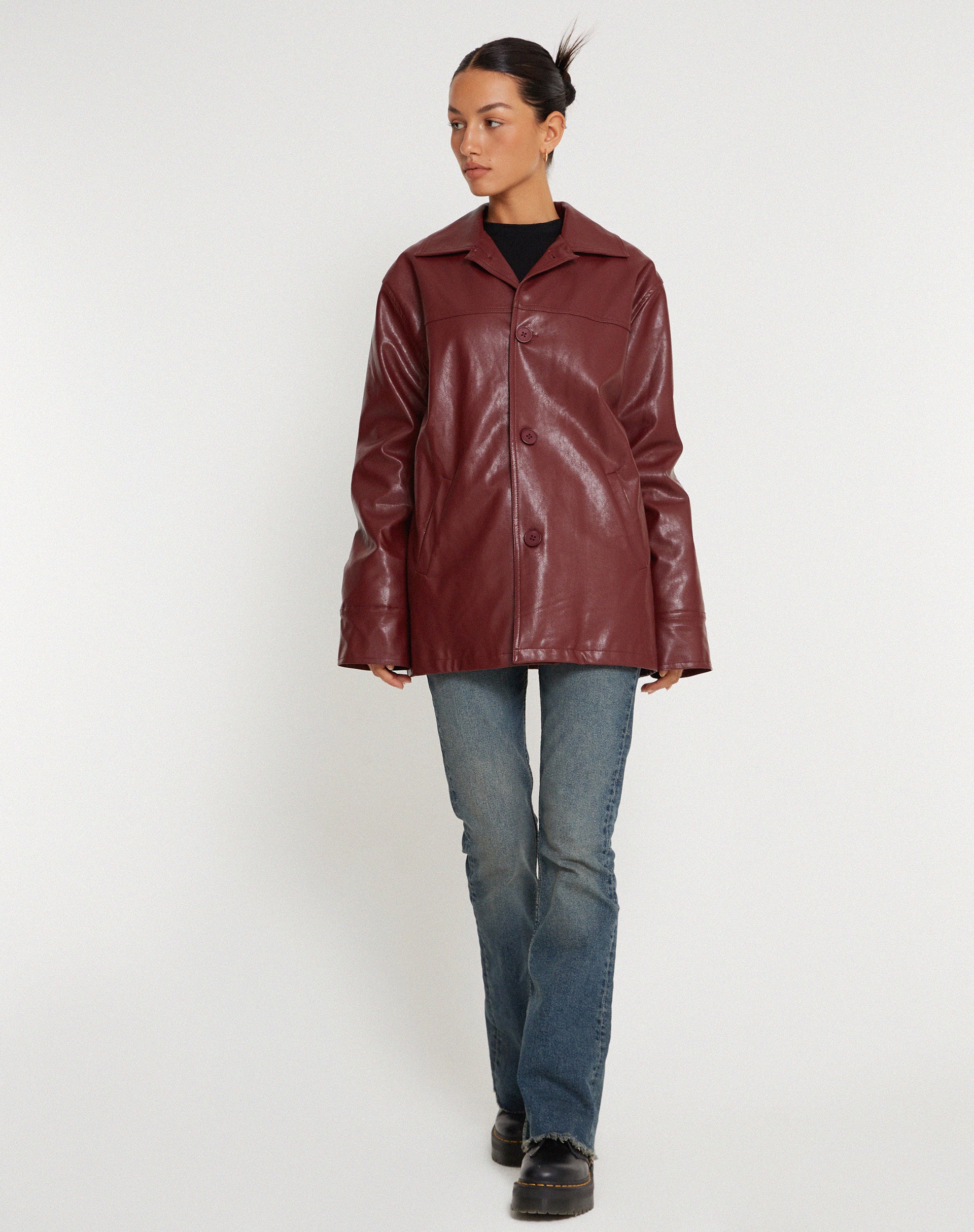 Walta Jacket in PU Redwood-Nico Sky