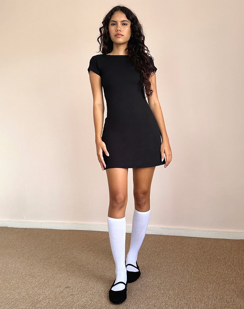 Wangi Backless Mini Dress in Lycra Black-Nico Sky