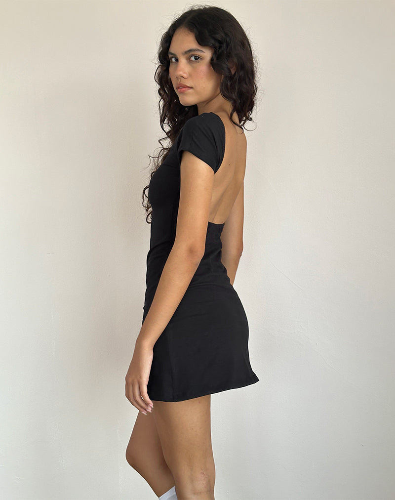 Wangi Backless Mini Dress in Lycra Black-Nico Sky