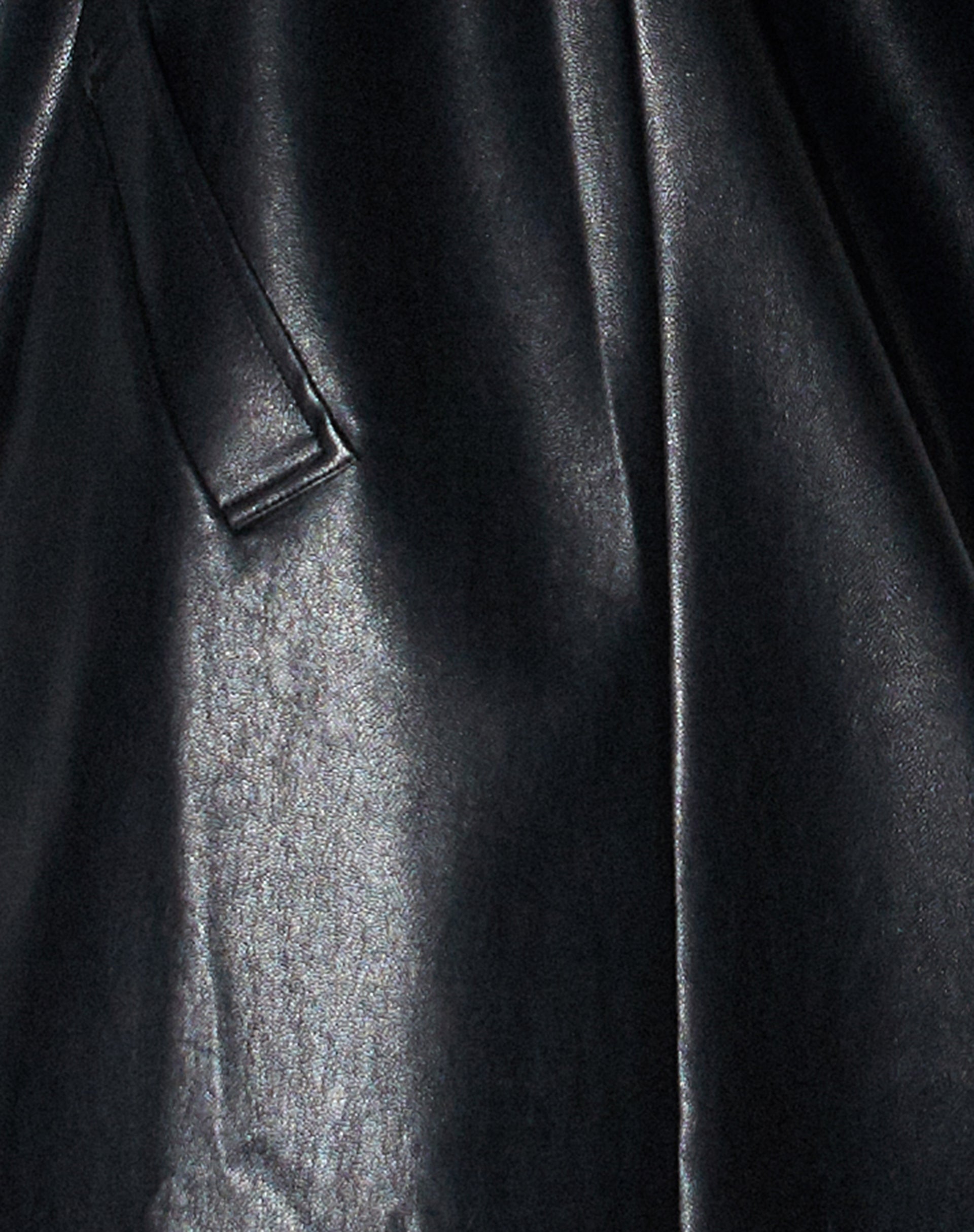 Weaver Longline Coat in Pu Black-Nico Sky