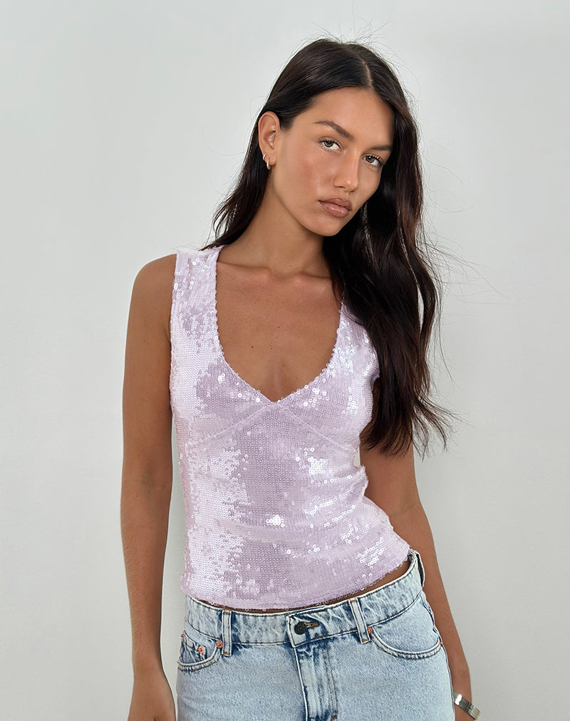 Wespiser Top in Sequin Soft Purple-Nico Sky