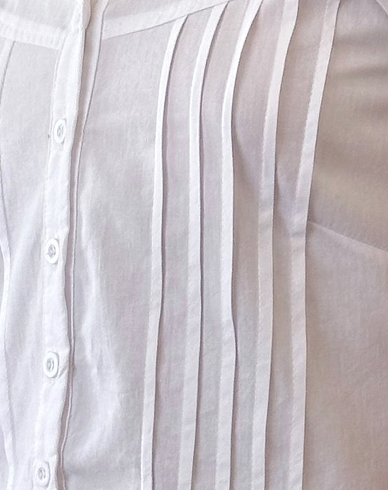 Wilmot Blouse in White Poplin-Nico Sky