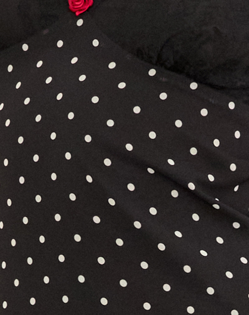 Wilonna Maxi Dress in Basic Polka Black Chiffon-Nico Sky