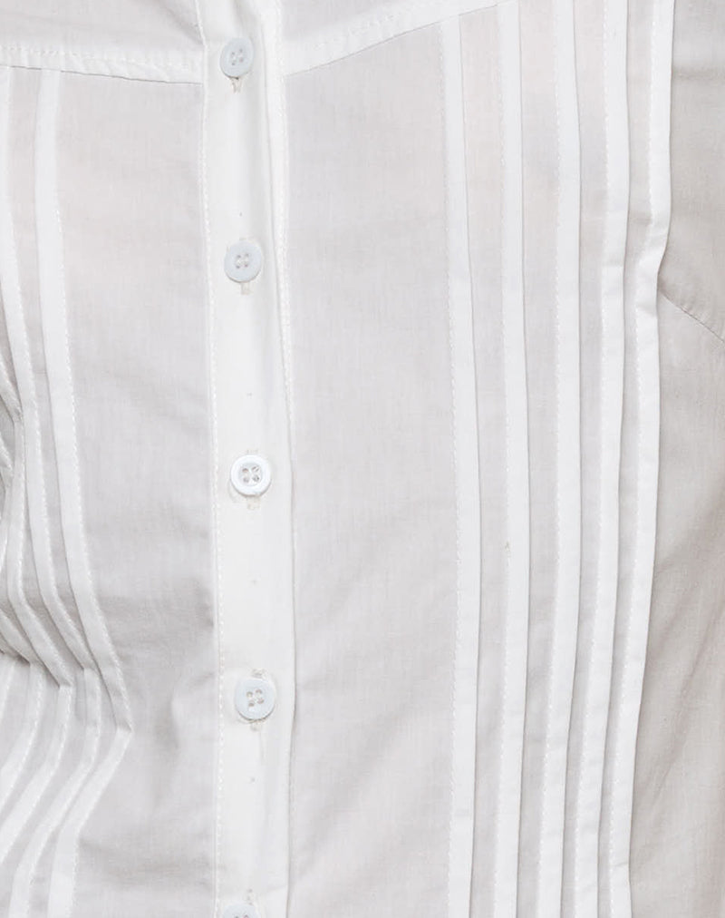 Wilsey Mini Shirt Dress in Poplin White-Nico Sky