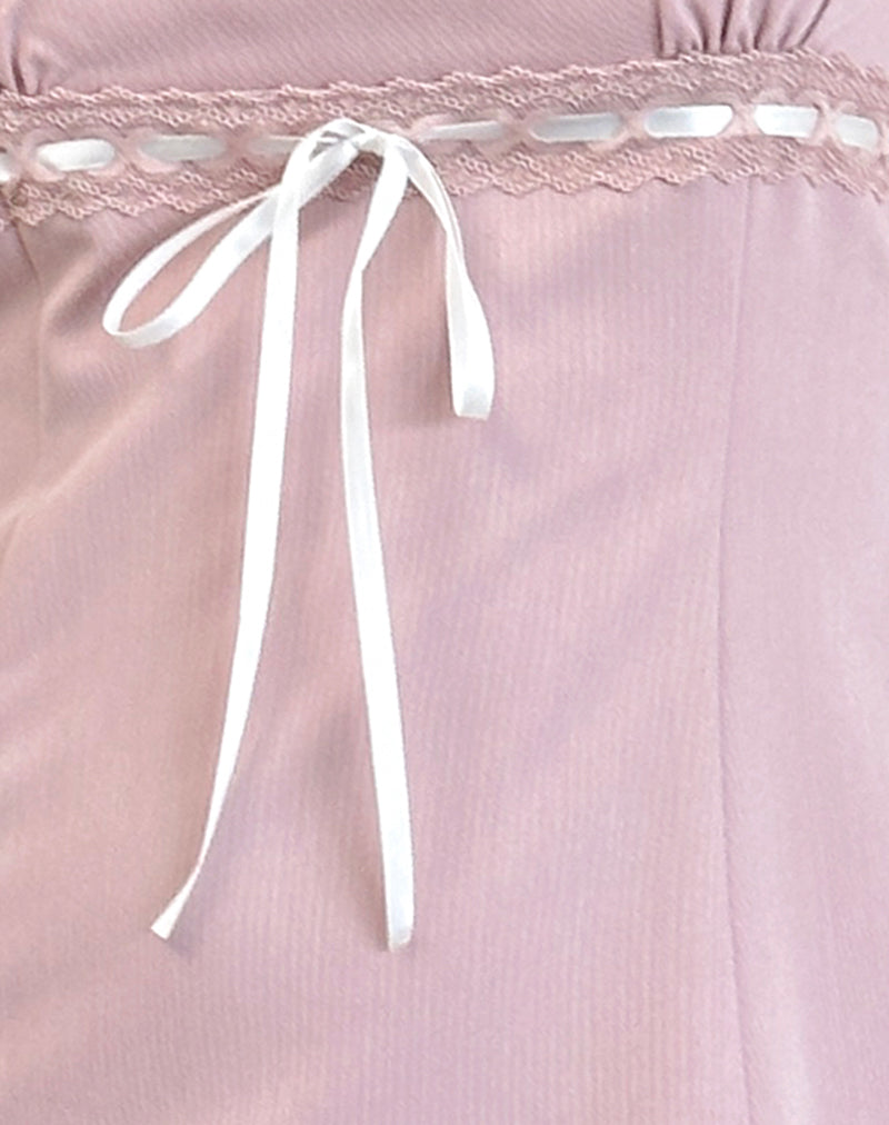 Wimala Dress in Dusky Pink with White Binding-Nico Sky