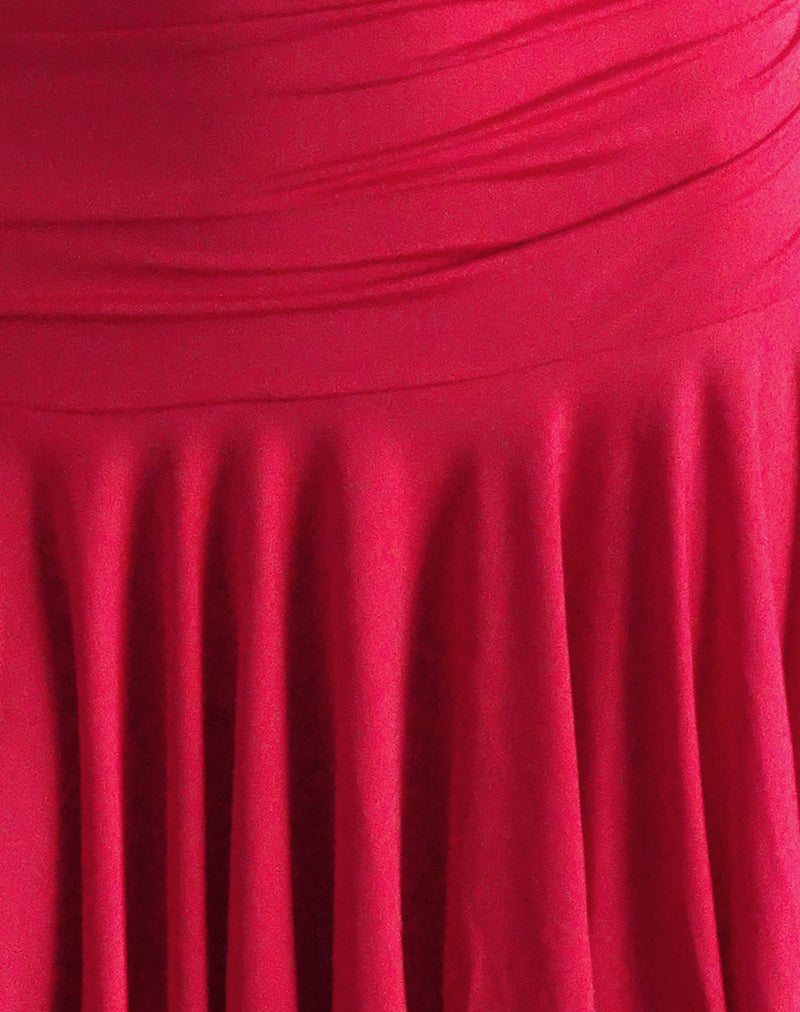 Winslet Plunge Mini Dress in Slinky Red-Nico Sky