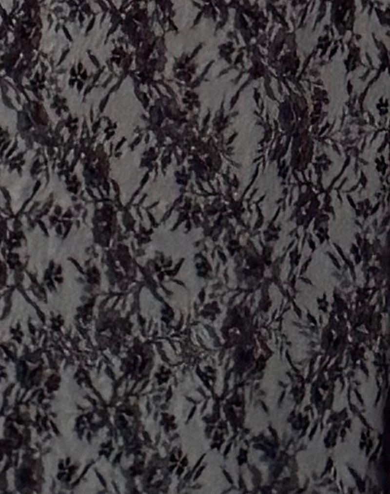 Nevali Maxi Skirt in Black Wild Rose Lace-Nico Sky