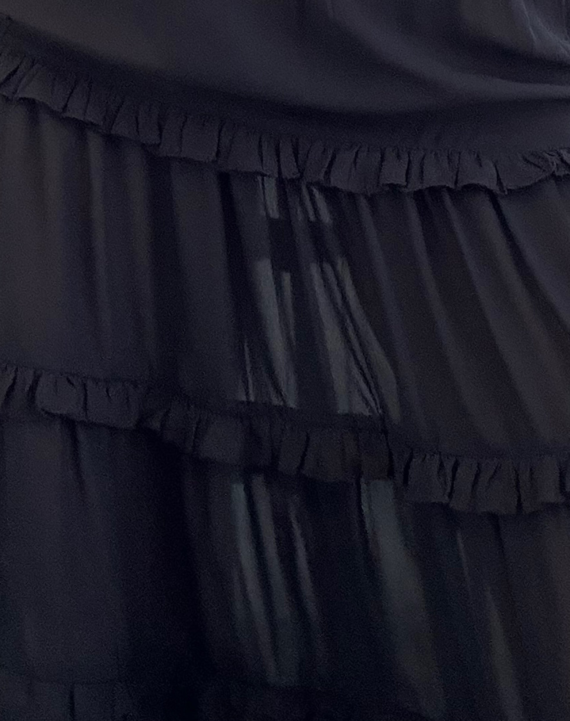 Xavi Shirred Bardot Top in Chiffon Black-Nico Sky