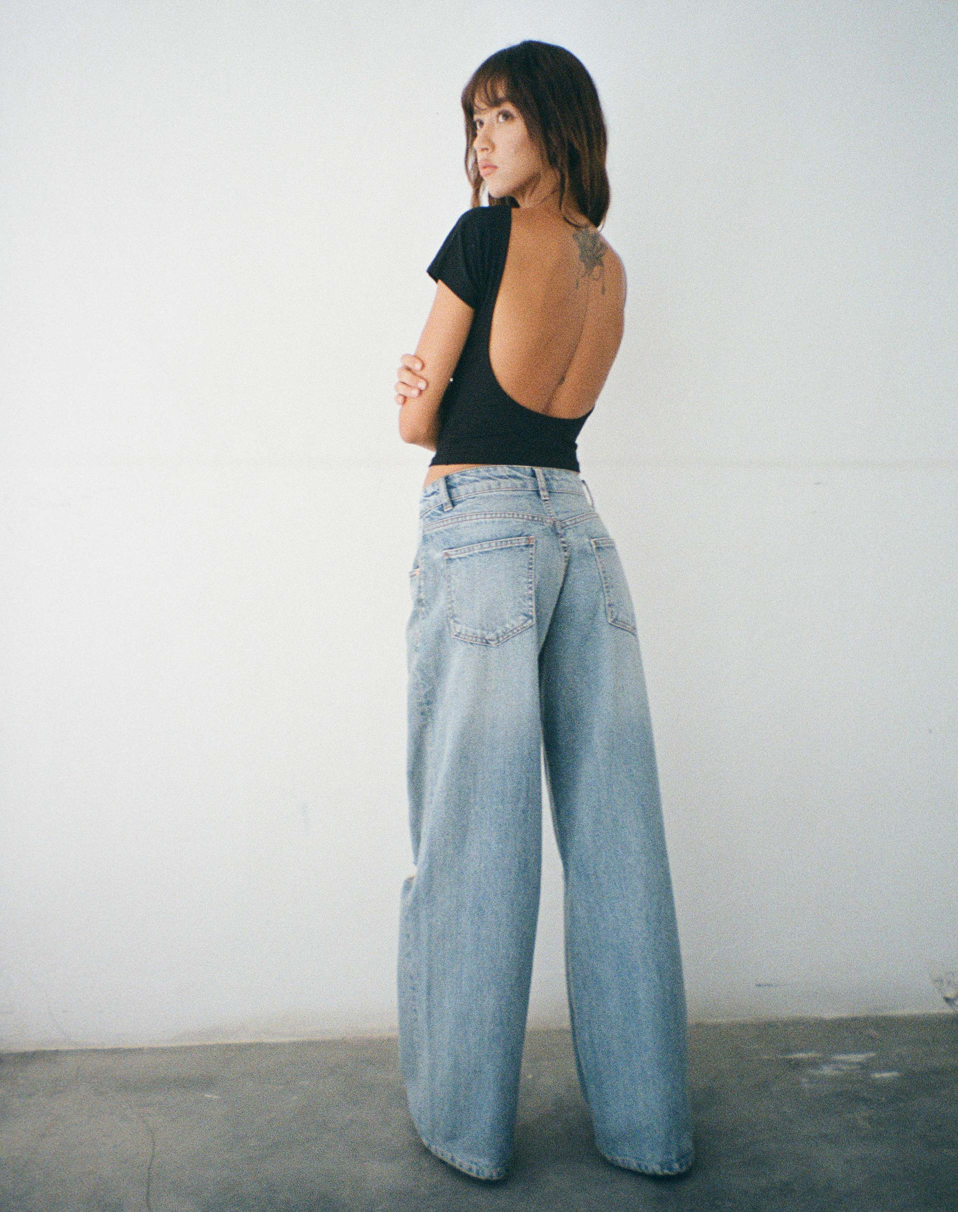 Xiwang Crop Top in Black-Nico Sky