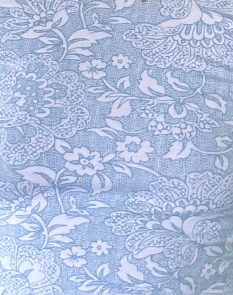 Xiwani Top in White Ornate Print Lycra-Nico Sky