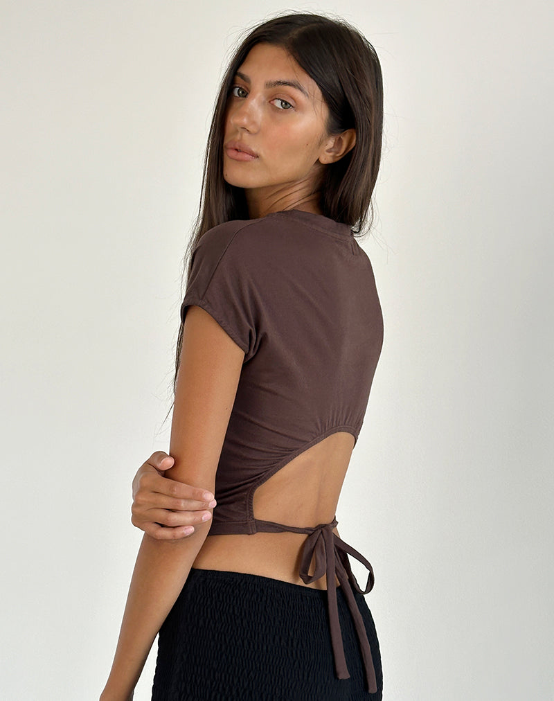 Xiwon Bow Back Top in Deep Mahogany-Nico Sky