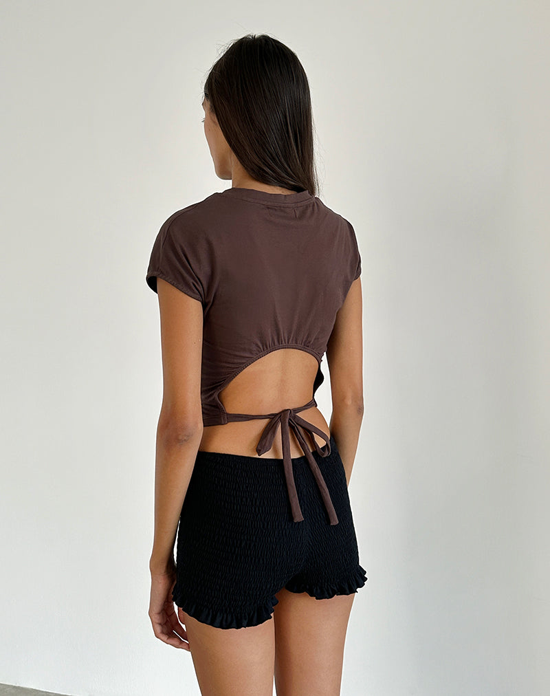 Xiwon Bow Back Top in Deep Mahogany-Nico Sky