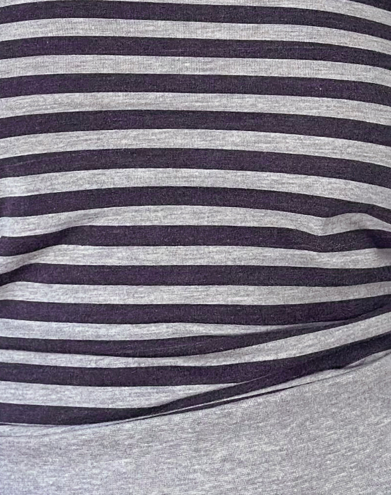 Yacin Slouchy Top in Grey and Black Stripe-Nico Sky