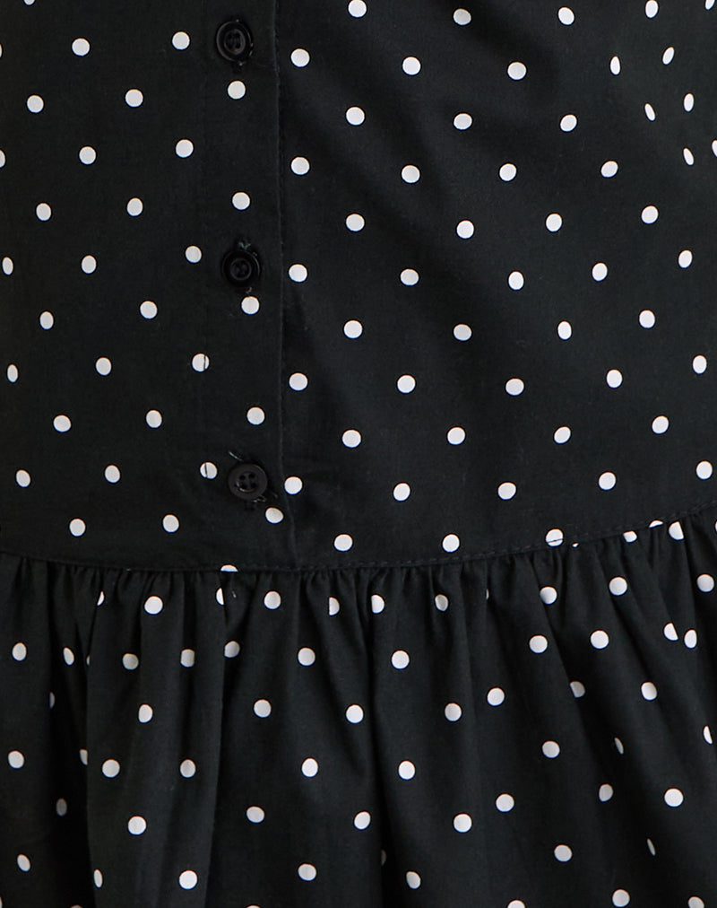 Yadara Mini Dress in Polka Black-Nico Sky