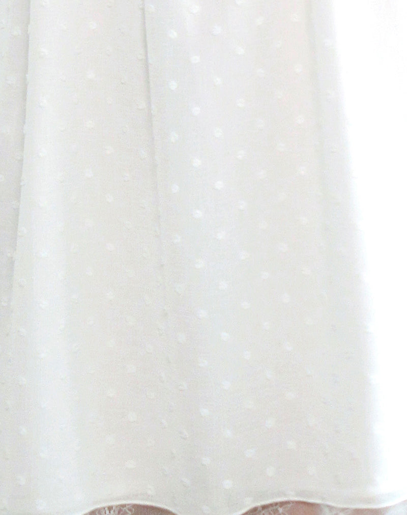 Yagis Smock Mini Dress in Dobby Chiffon White Lace-Nico Sky