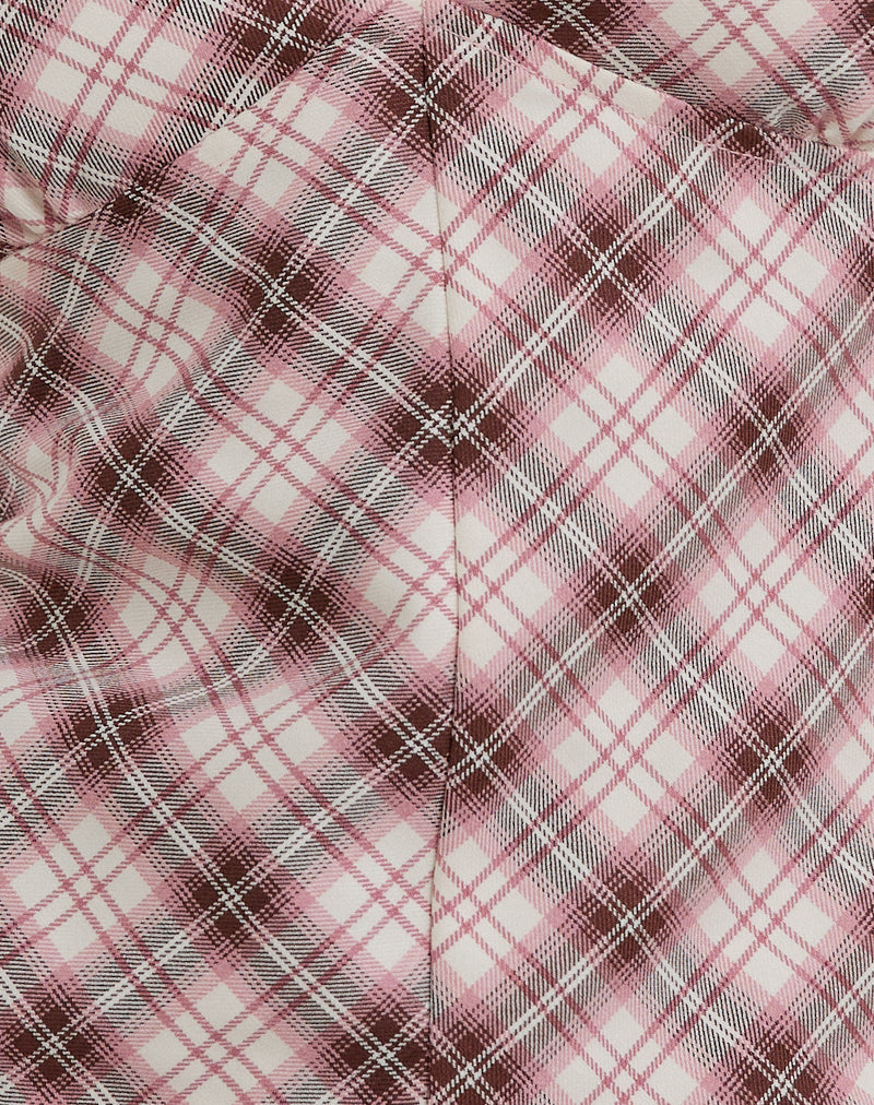 Yakti Halter Top in Pink Check-Nico Sky