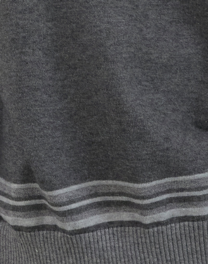 Yarnia Slouchy V Neck Jumper in Charcoal-Nico Sky