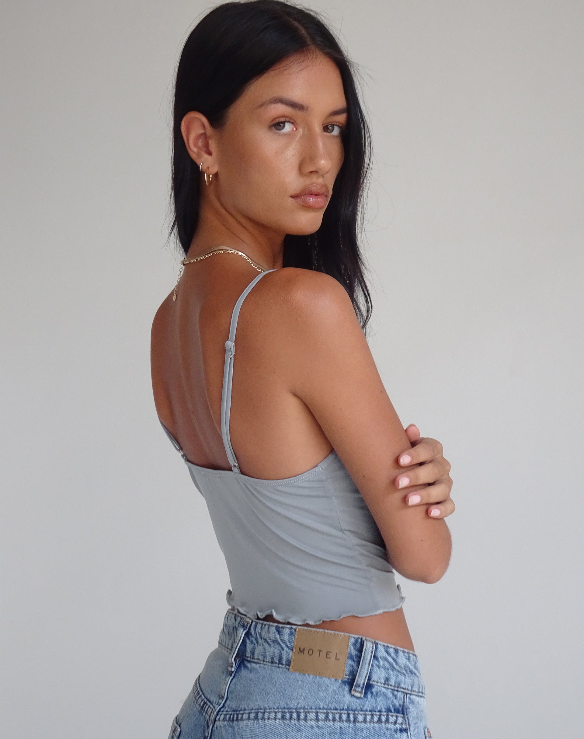 Yenika Cami Top in Slinky Grey-Nico Sky