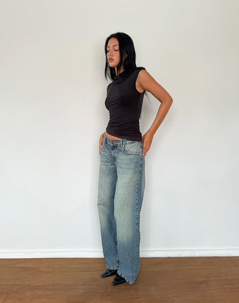 Yeseo Tank Slinky Top in Black-Nico Sky